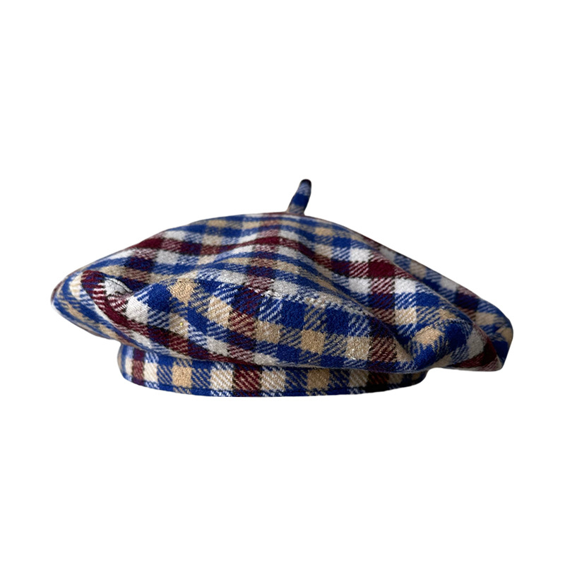 Retro-style Fashionable Beret For Women New Autumn DesignBritish Plaid Saucer Hat photo 5
