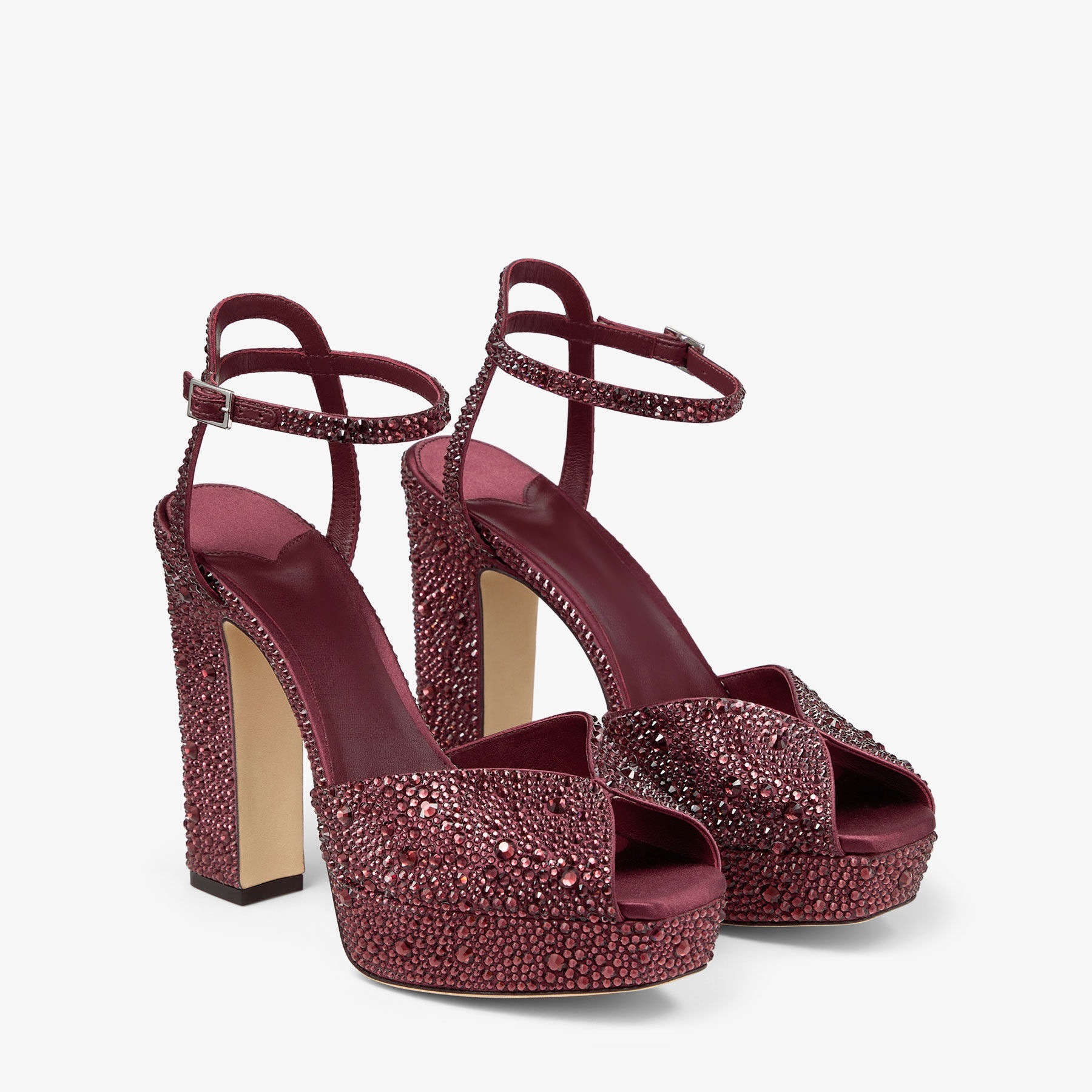 Rhinestone-decorated Fish-mouth High-heeled Sandals With A Thick Sole Featuring A Chunky Heel Design For Women photo 4