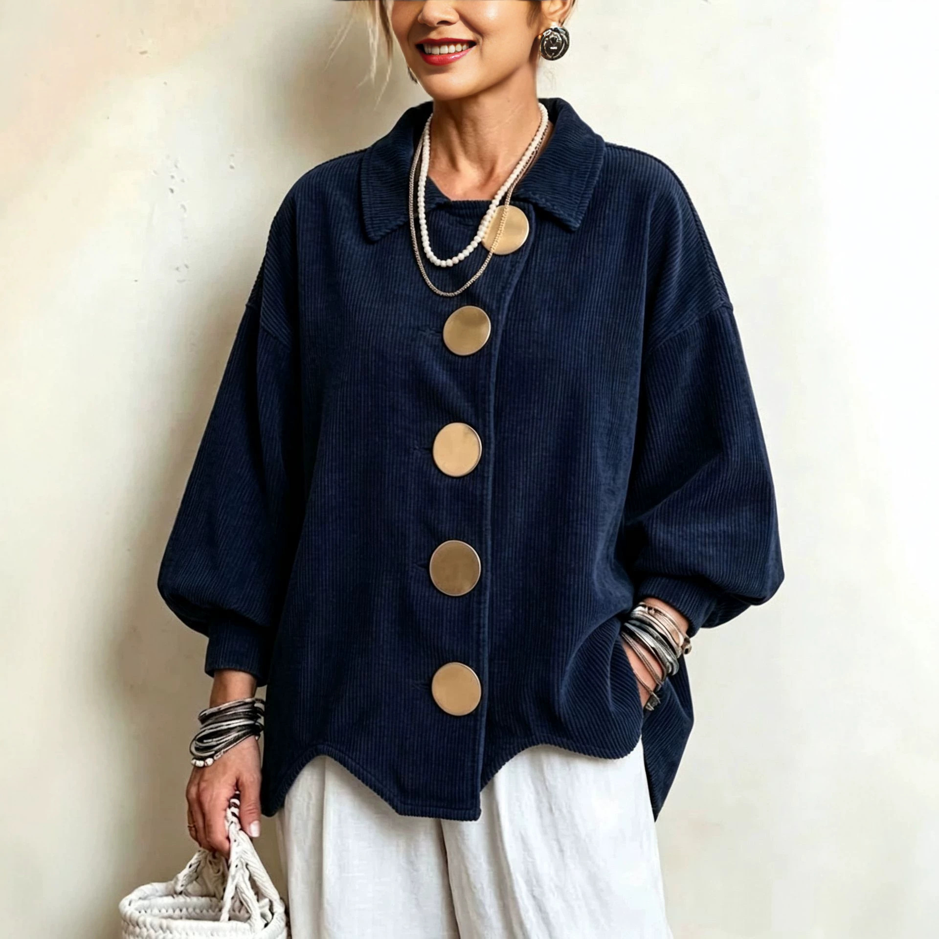 Oversized Metal-button Corduroy Jacket photo 2