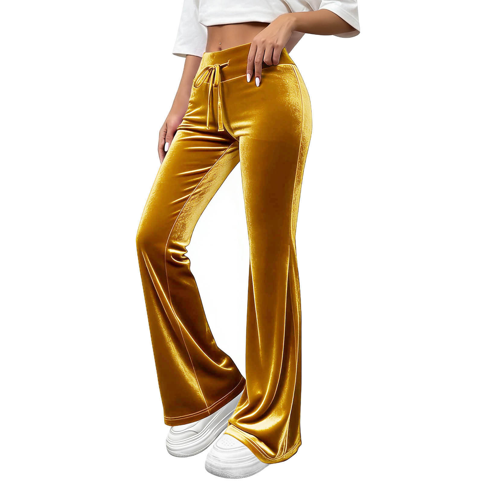 Commuter Slimming Casual Flared Pants Velvet Draped Long Trousers photo 8