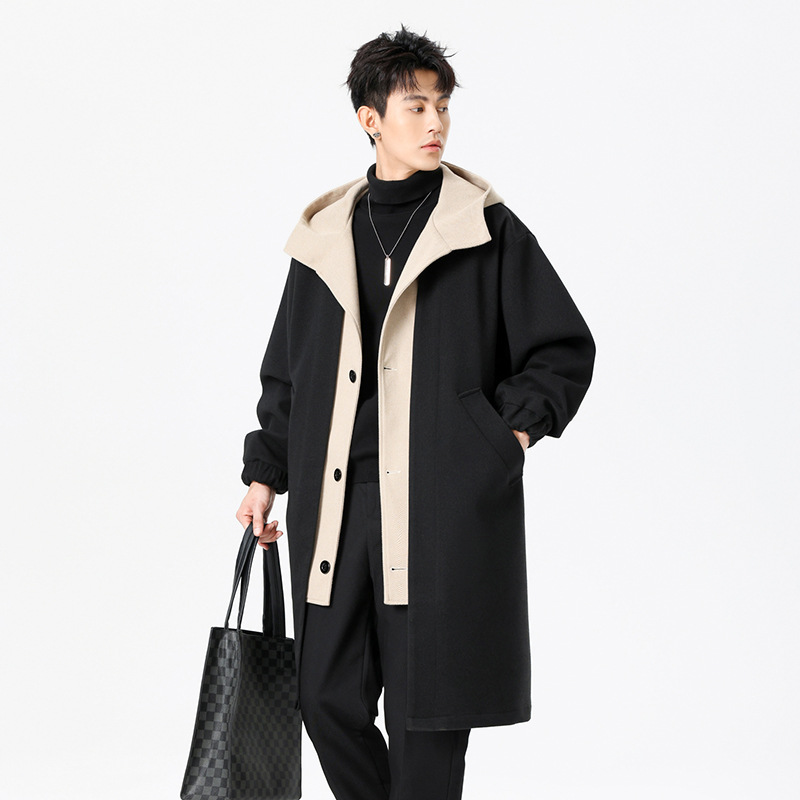 Men's Mid-length Faux Two-piece Trench Coat photo 4