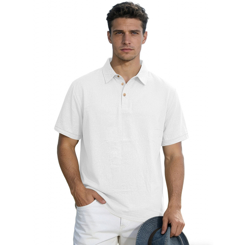 Men's Solid Color Lapel High-End Business T-Shirt photo 8