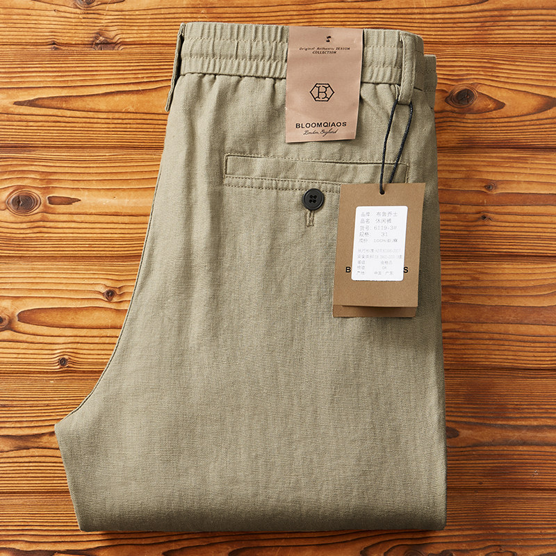 Men's Linen Elastic-Waist Drawstring Pants photo 7
