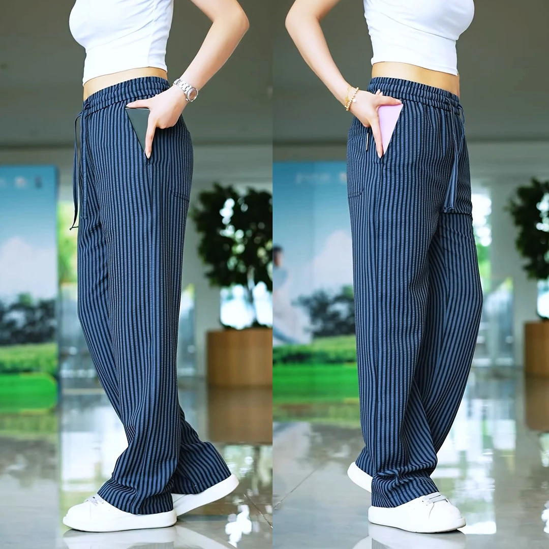 Versatile Relaxed-fit Niche Striped Casual Pants photo 5