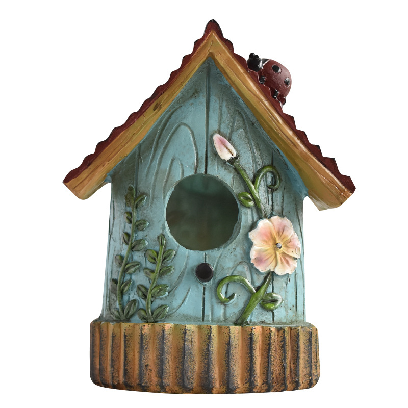 Rustic Birdhouse Outdoor Garden Decoration Bird Nest Sculpture Courtyard Ornament photo 3