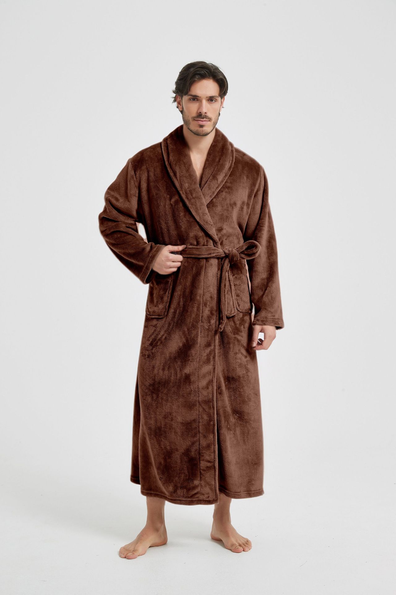 European And American-style Flannel Men's House Robe photo 8