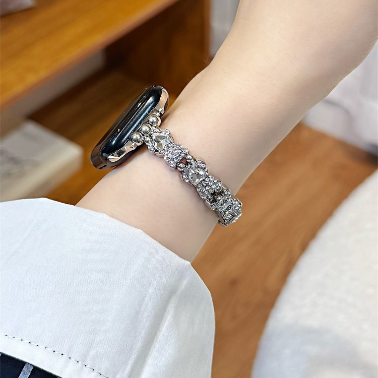 Colored Diamond Fashionable Metal Elastic Watch Strap photo 2