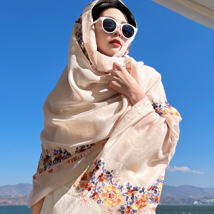 Summer Ethnic-Style Cotton And Linen Womens Scarf photo 2