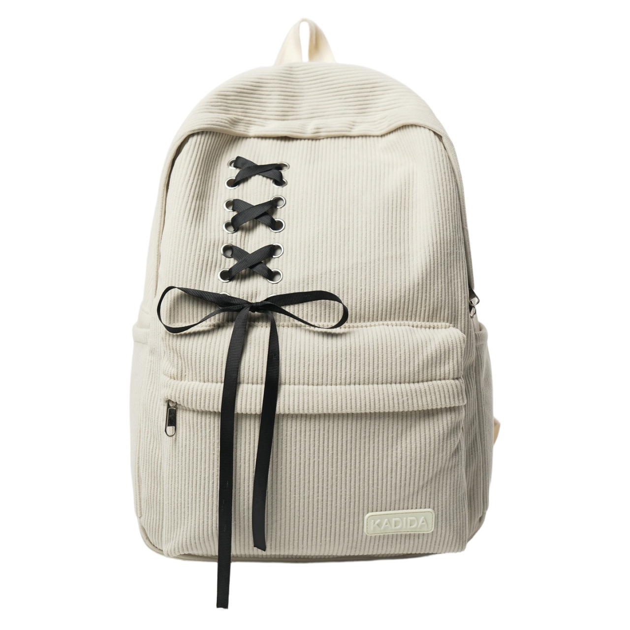 Large Corduroy Bowknot Backpack Casual Travel Polyester Fabric photo 4