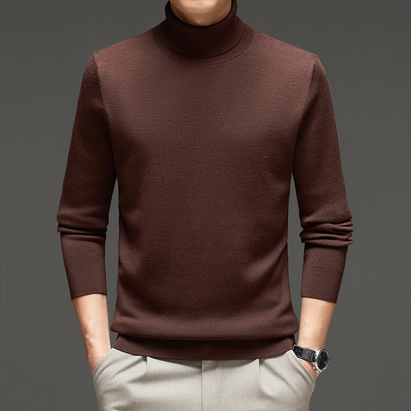 Men's Turtleneck Wool Sweater Winter Thickened Solid Color Plain Style photo 2
