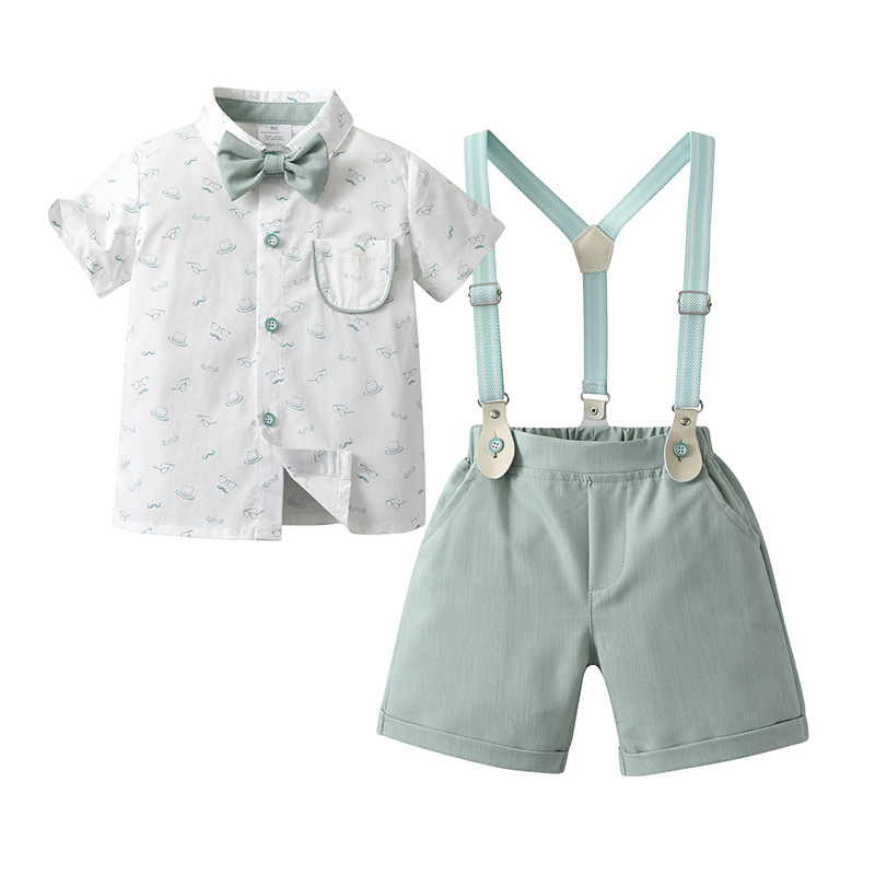Childrens Summer Three-Piece Short-Sleeve Suspender Set photo 4