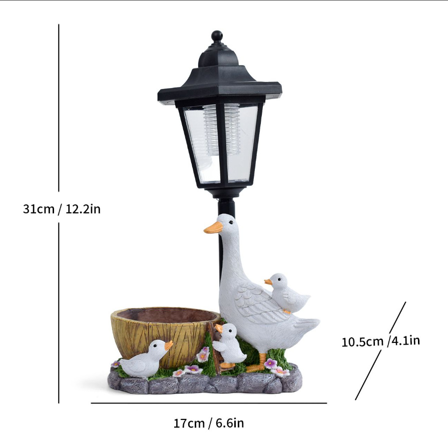 Lifelike White Duck Craft Outdoor Solar-Powered Lamp Ornament photo 2