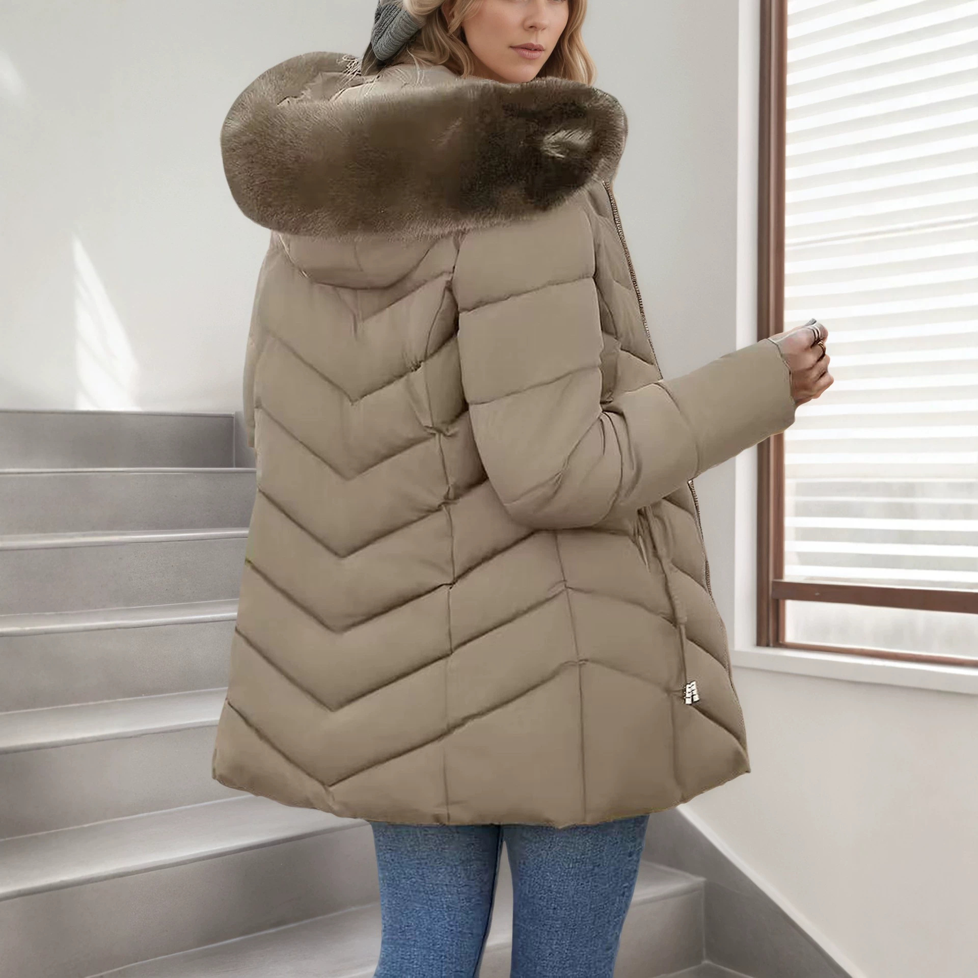 Hooded Slim-fit Versatile Down Jacket For Women photo 5
