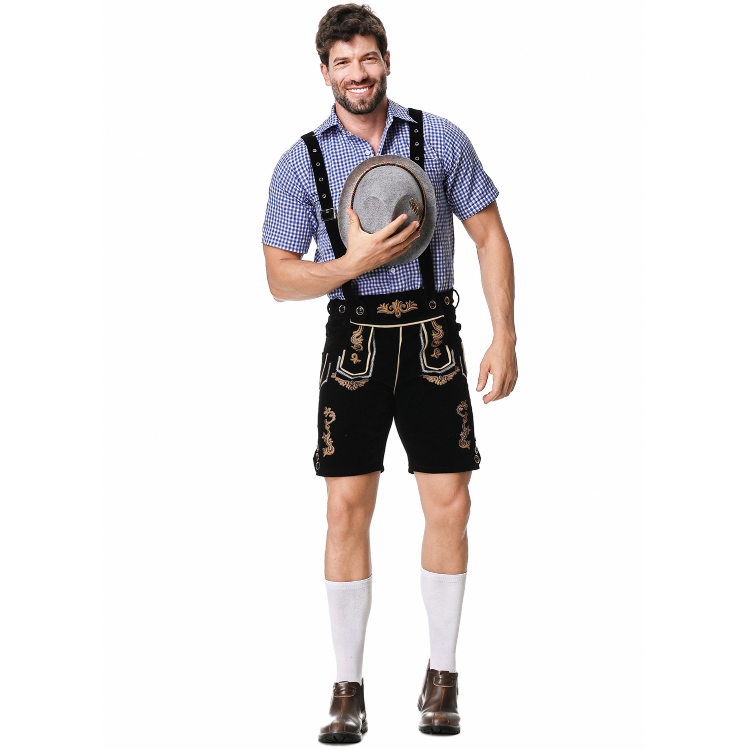 Embroidered Men's Beer-themed Overalls Set photo 4