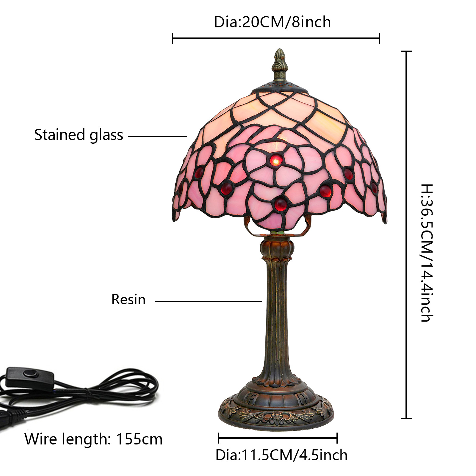 Stained Glass Bedside Desk Lamp For The Bedroom photo 4