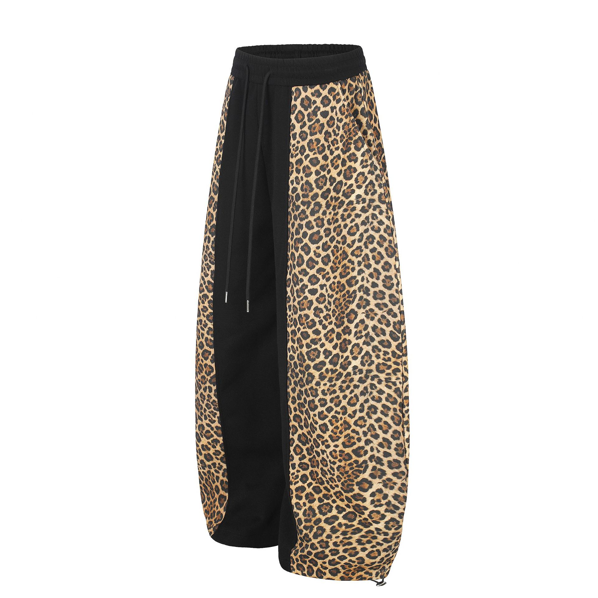 Leopard-print Patchwork Boot-cut Pants Unisex photo 2