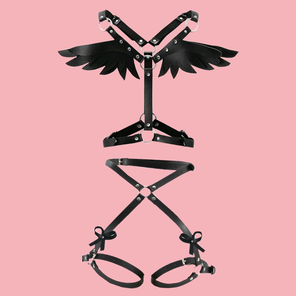 Leather Angel Wings Multi-layer Chain Belt photo 6