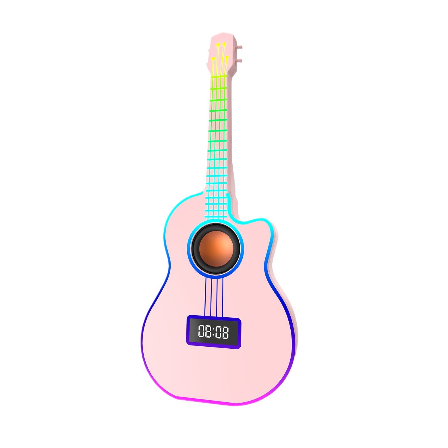 Bluetooth Guitar Speaker With An Alarm Clock And Vibrant Ambient Lighting photo 6