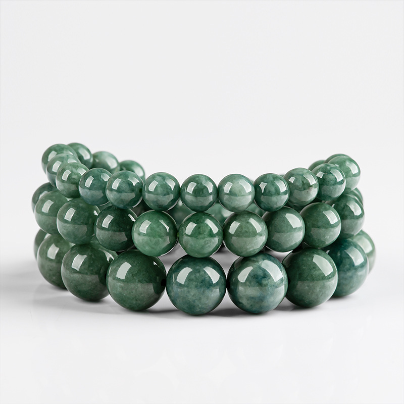 Womens Deep Jadeite Green Round-bead Bracelet photo 5