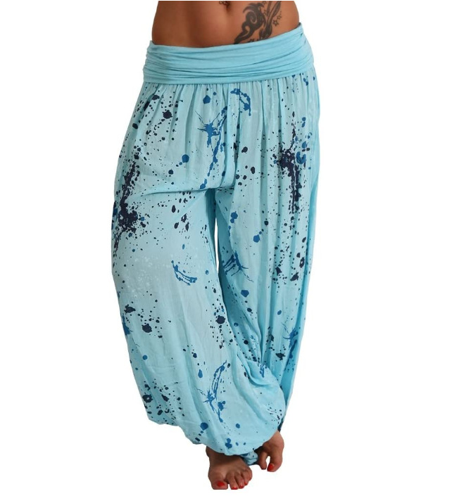 Women's Casual Loose Wide-Leg Pants With Digital Print And Drawstring photo 8