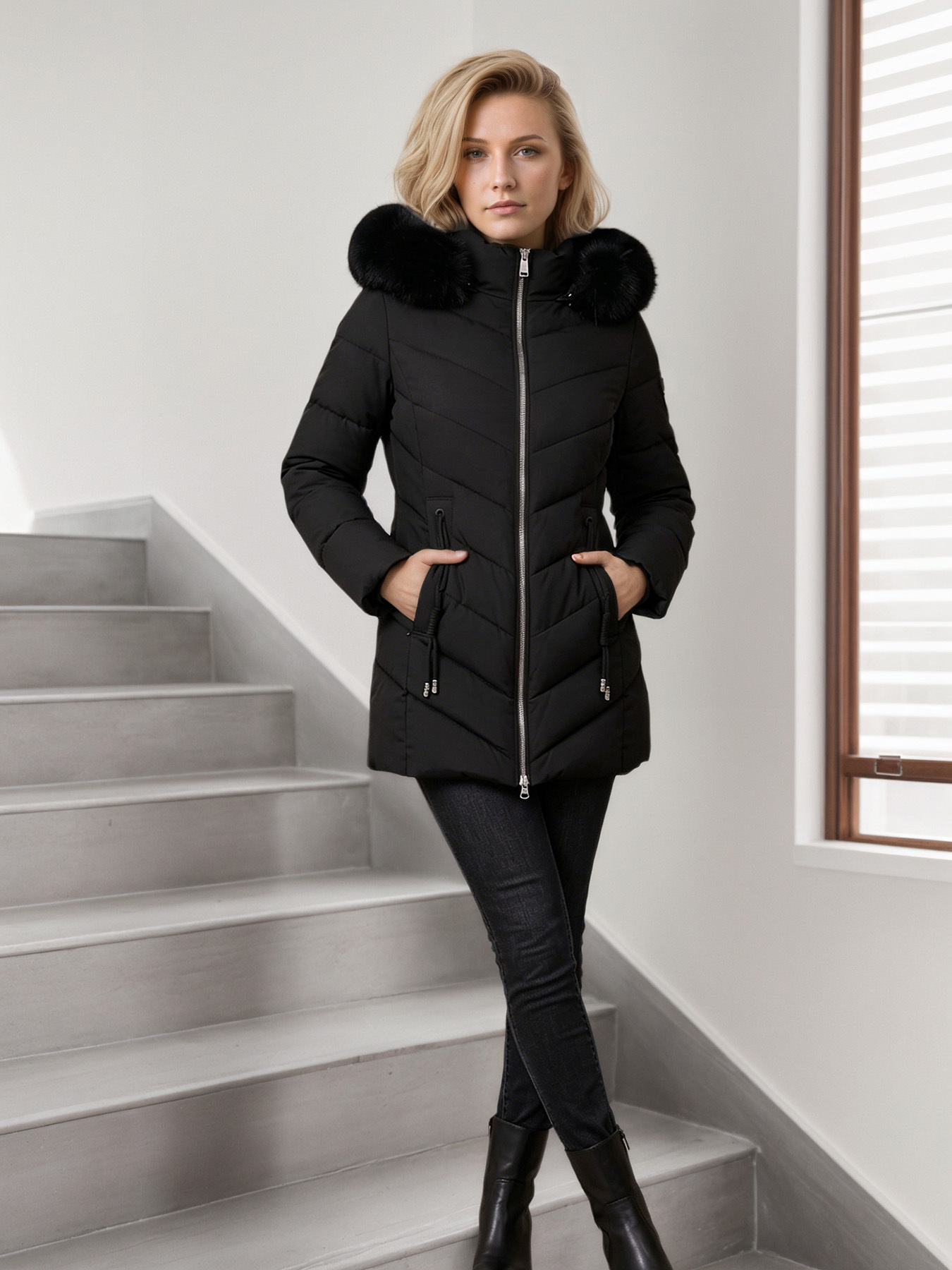 Hooded Slim-fit Versatile Down Jacket For Women photo 2
