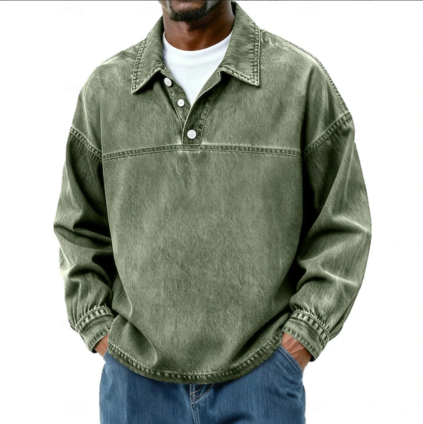 Men's Solid-Color Casual Long-Sleeve Top photo 3