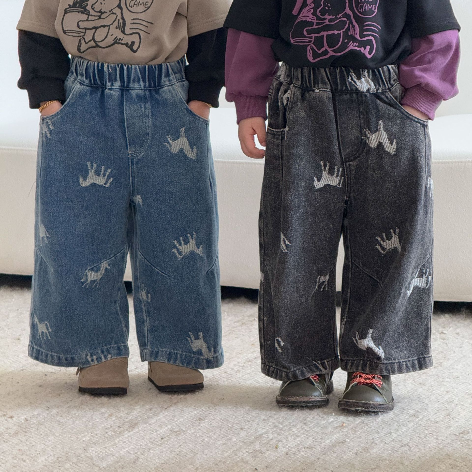 Kids' Denim Pants Loose-fit Boys' Wide-leg Pants photo 1