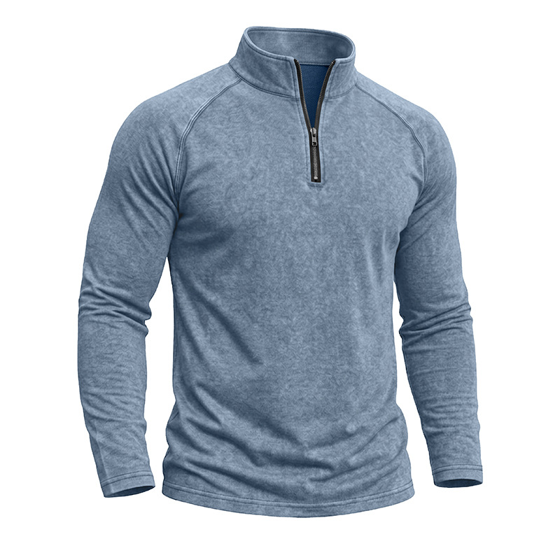 Retro Washed Long-sleeve Men's Distressed T-shirt photo 7