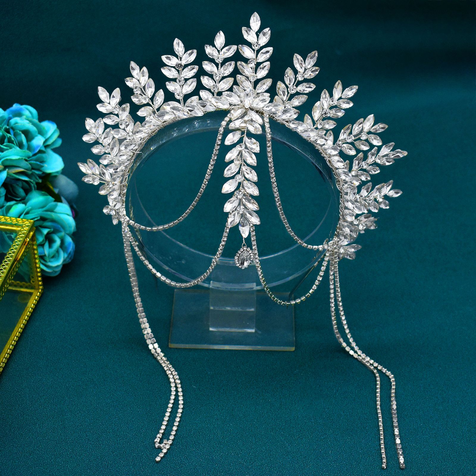 Bridal Rhinestone Wedding Gown Accessories Creative Hair-clipping Tassel Headband photo 5