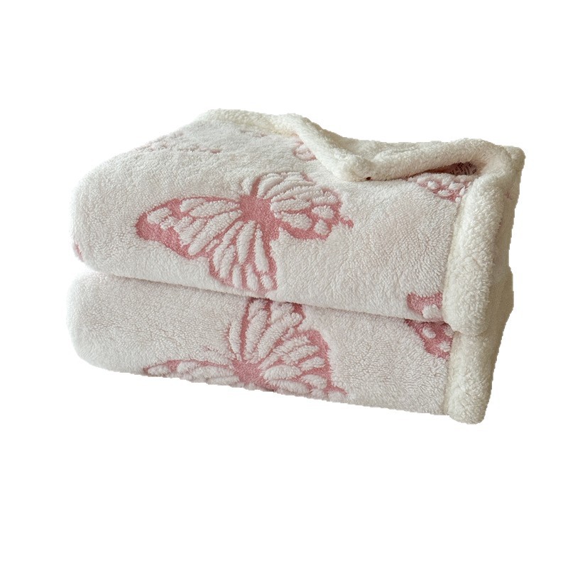 Double-layer Cationic Jacquard Butterfly-patterned Taffeta Fleece Blanket photo 4