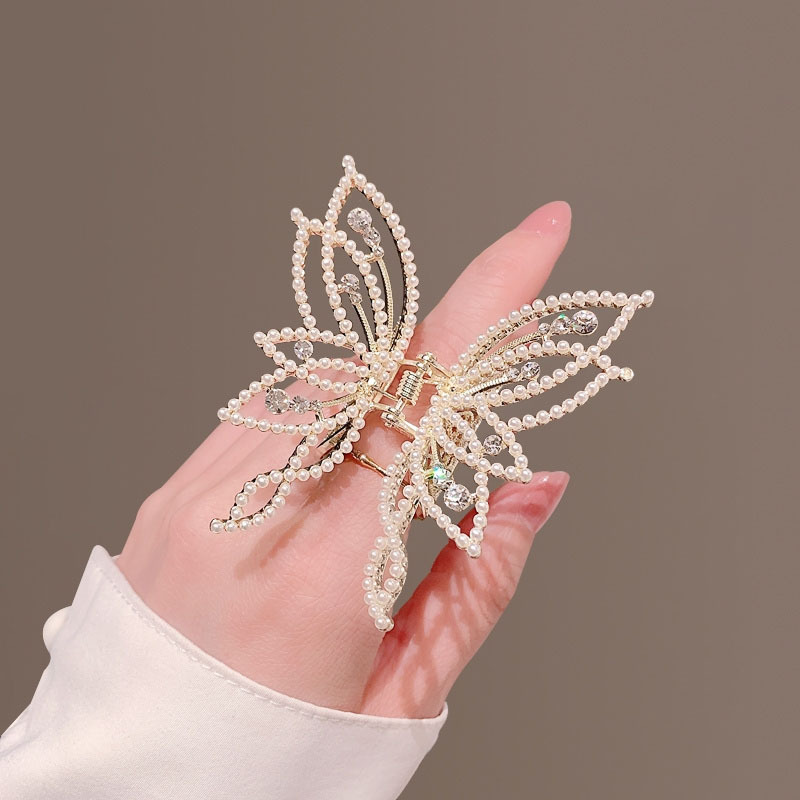 Pearl Butterfly Half-up Hair Clip For Women photo 3