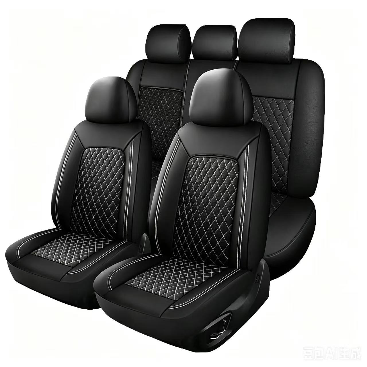 Single-line Diamond-pattern PU Leather Car Seat Cover photo 8