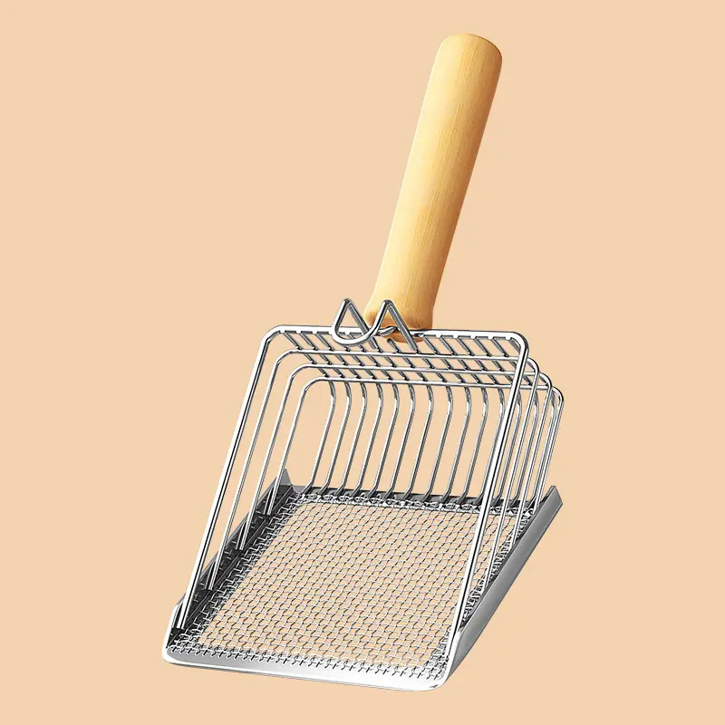 Stainless Steel Two-in-one Fine Metal Cat Litter And Tofu Sand Scoop Large Size photo 2