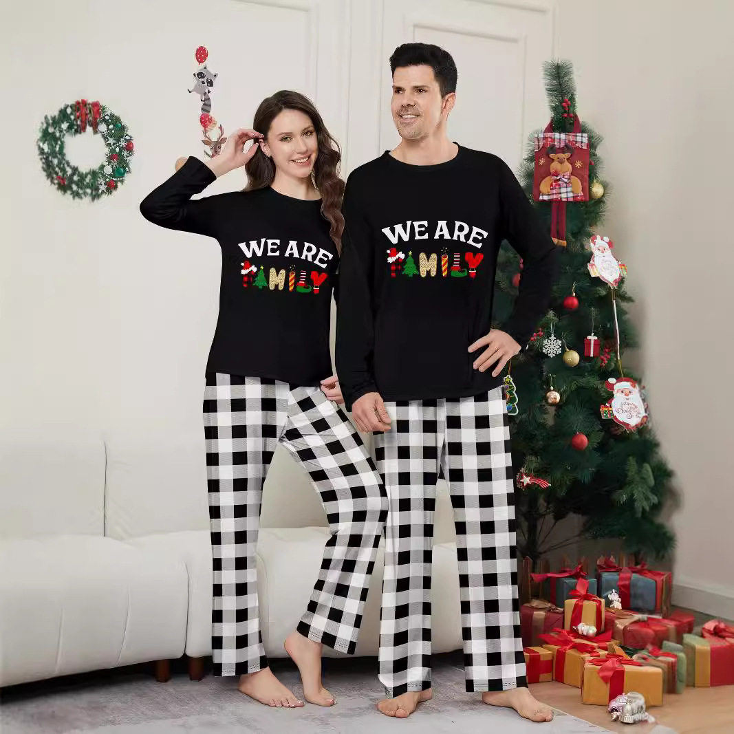 Long Sleeve Trousers Letter Printing Plaid Home Wear photo 2
