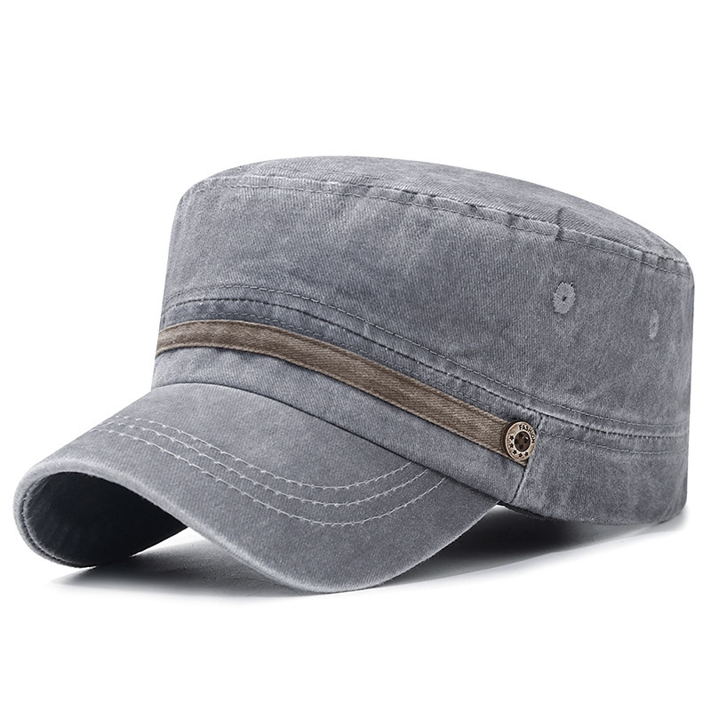 Washed Distressed Flat Crown Hat Breathable Sun Protection Outdoor Cap For Men photo 2