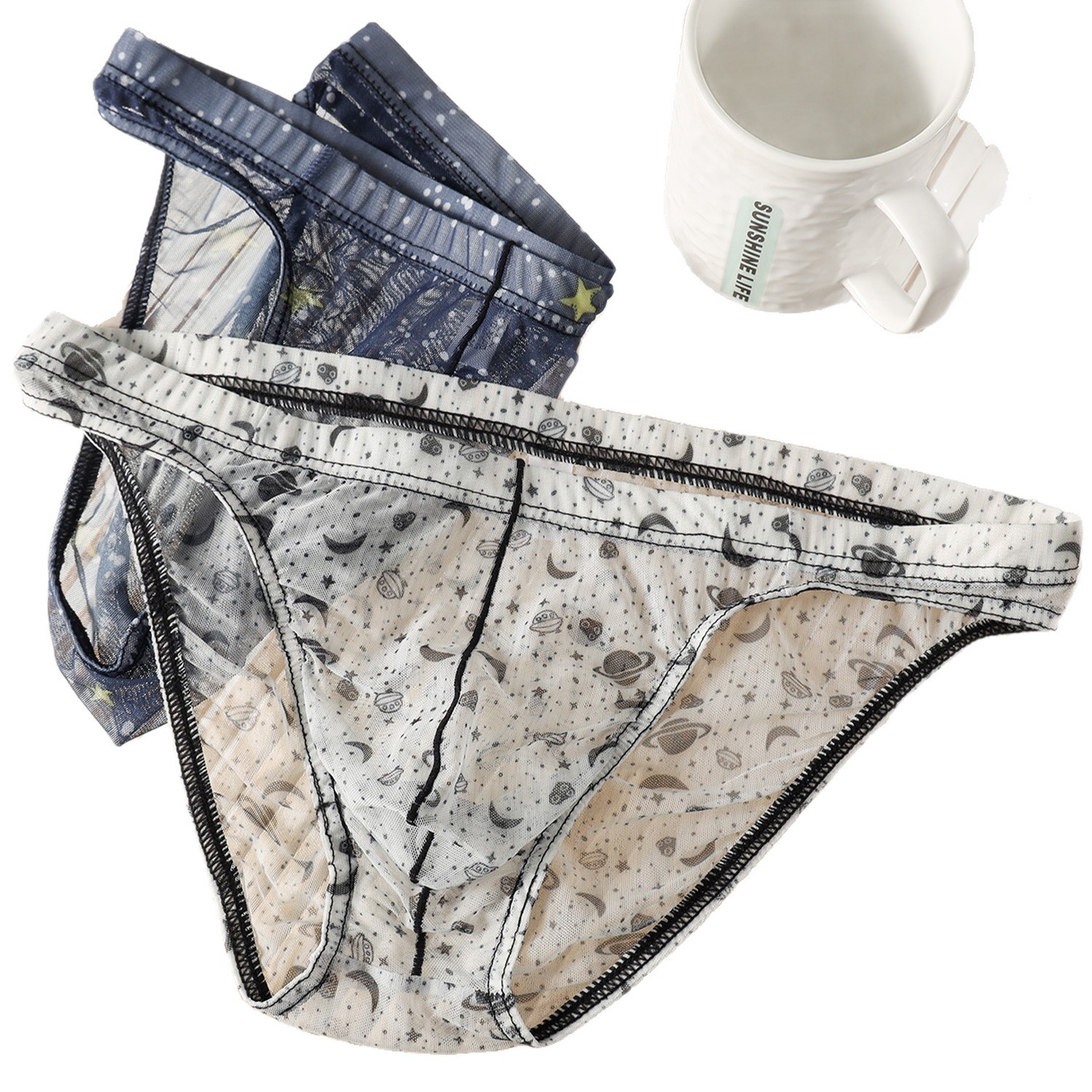 Ice Silk New-style Mens Briefs Personalized Print Breathable photo 3