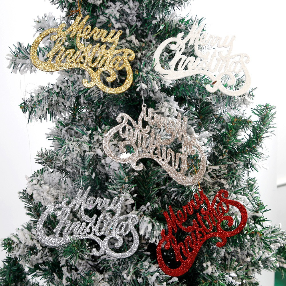 Christmas Gold Glitter Letter Ornaments For Christmas Tree And Home Decoration photo 3