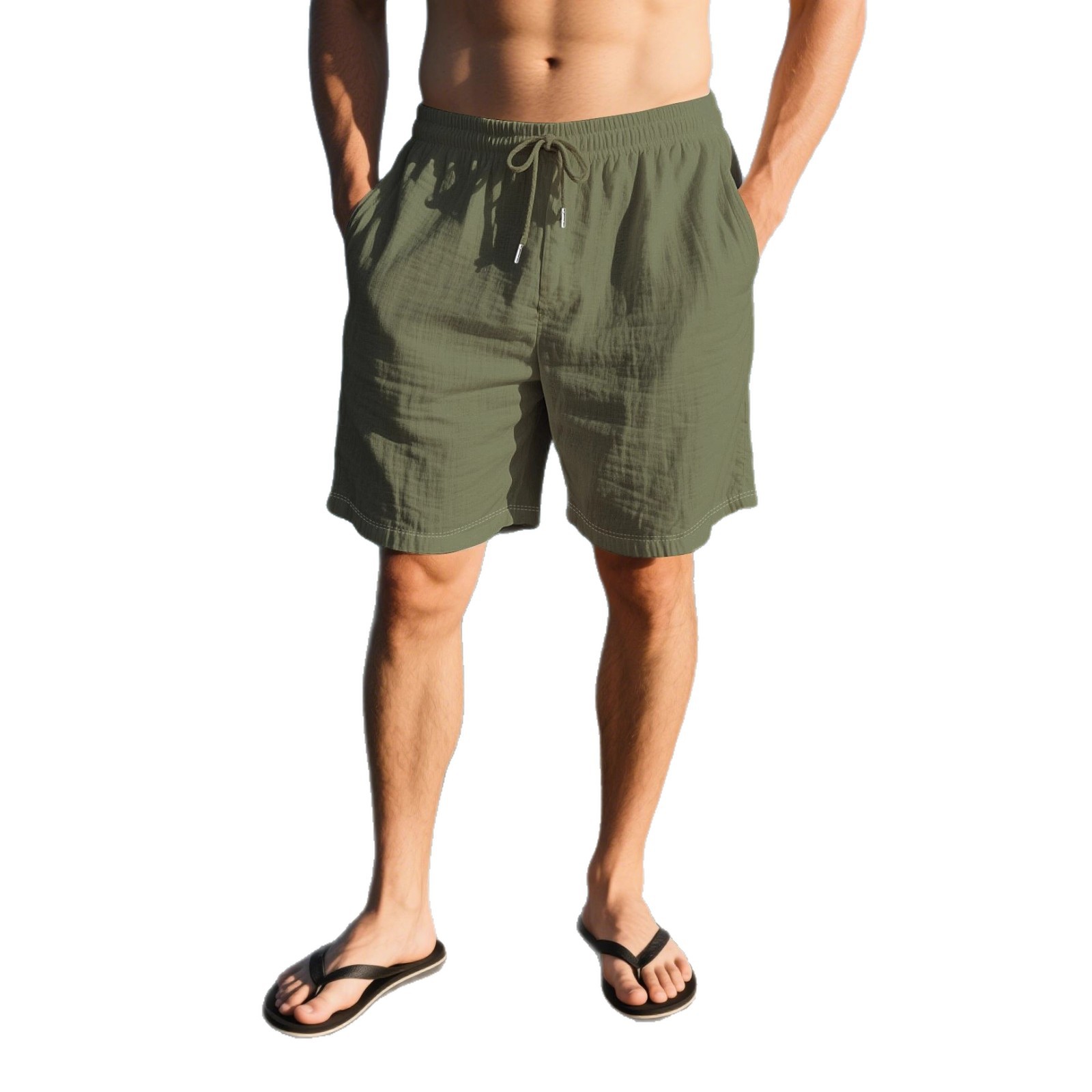Mens Breathable Linen Casual Beach Shorts photo 4