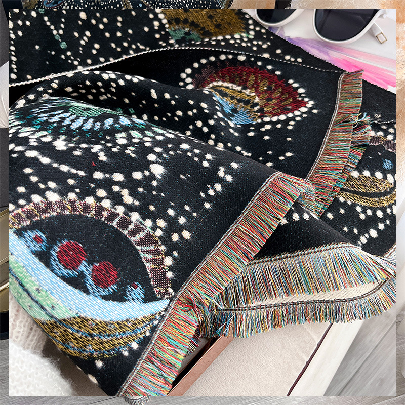 Starry Sky Cashew Flower Shawl Women's Double-Sided Thickened Scarf photo 3