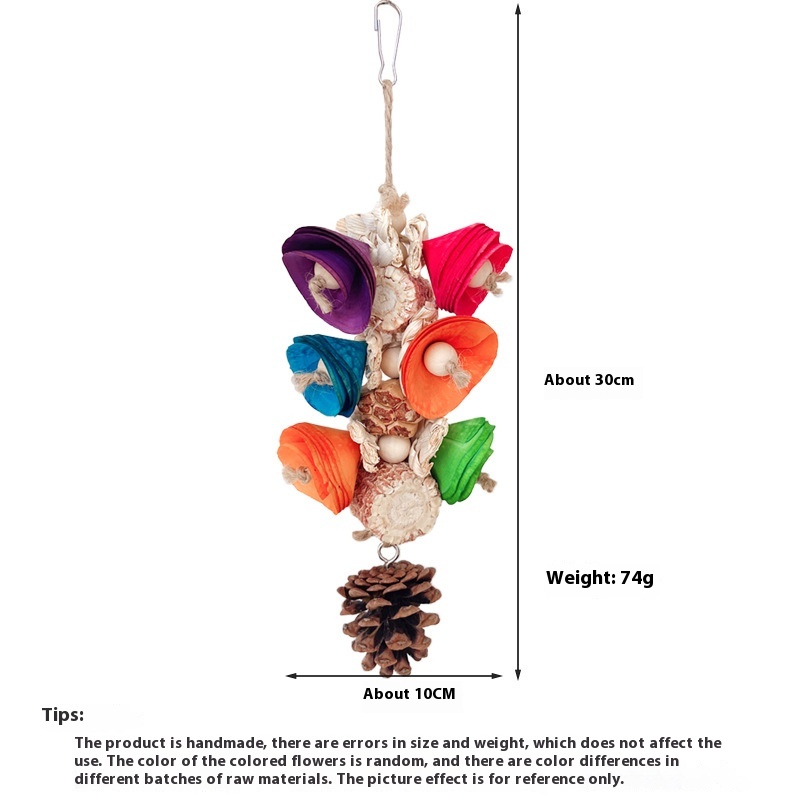 Natural Material Parrot Toy Birdcage Pendant photo 3