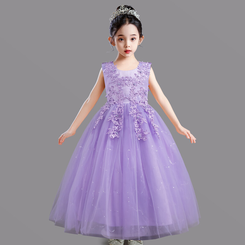 Children's Long Wedding Dress Fluffy Tulle Princess Gown photo 7