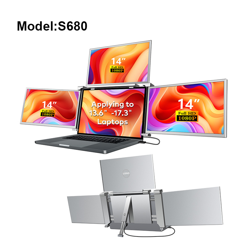 Portable Triple-screen Display Connect Three Screens With A Single Cable Laptop Secondary Display Monitor photo 2