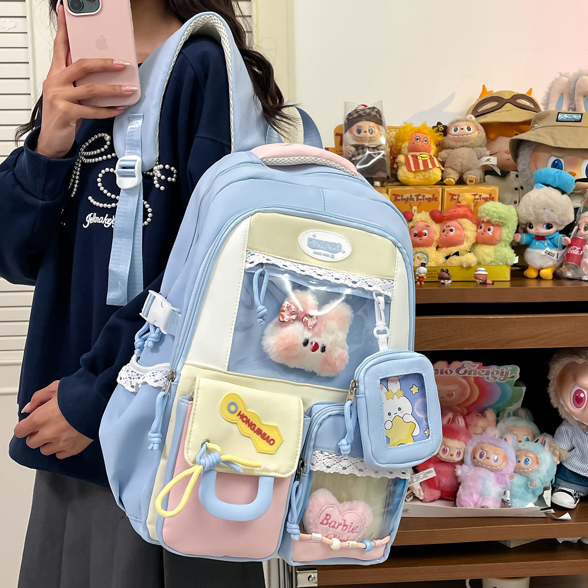 High Appearance School Bag With A Cute Color Block Design photo 2