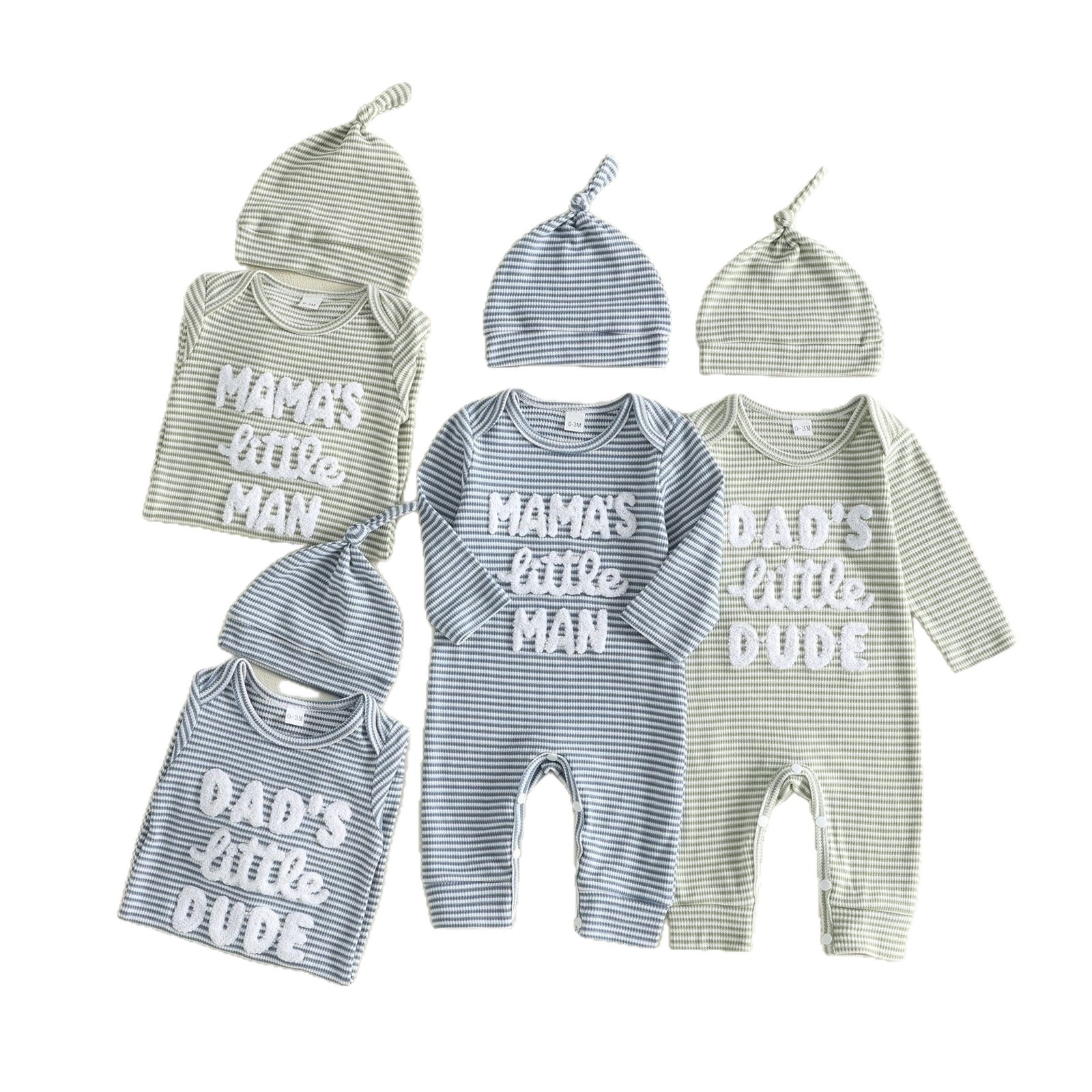 Baby Boygirl Towel-embroidered Striped Long-sleeve Onesie With Hood photo 5