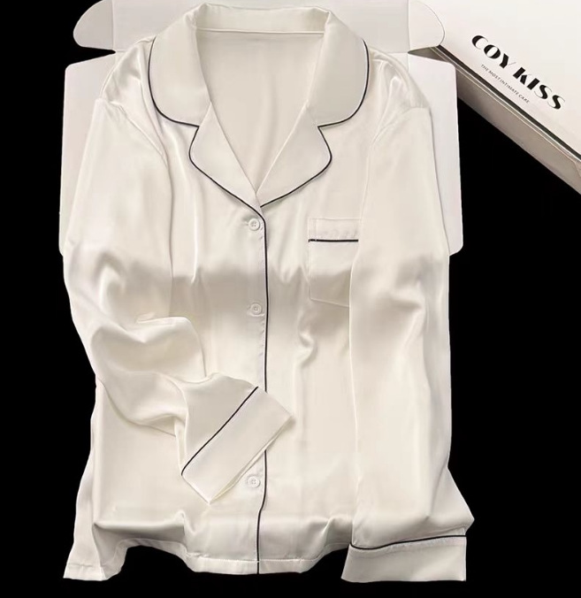Mens Long-sleeve Long-pants Silk Pajama Set photo 8