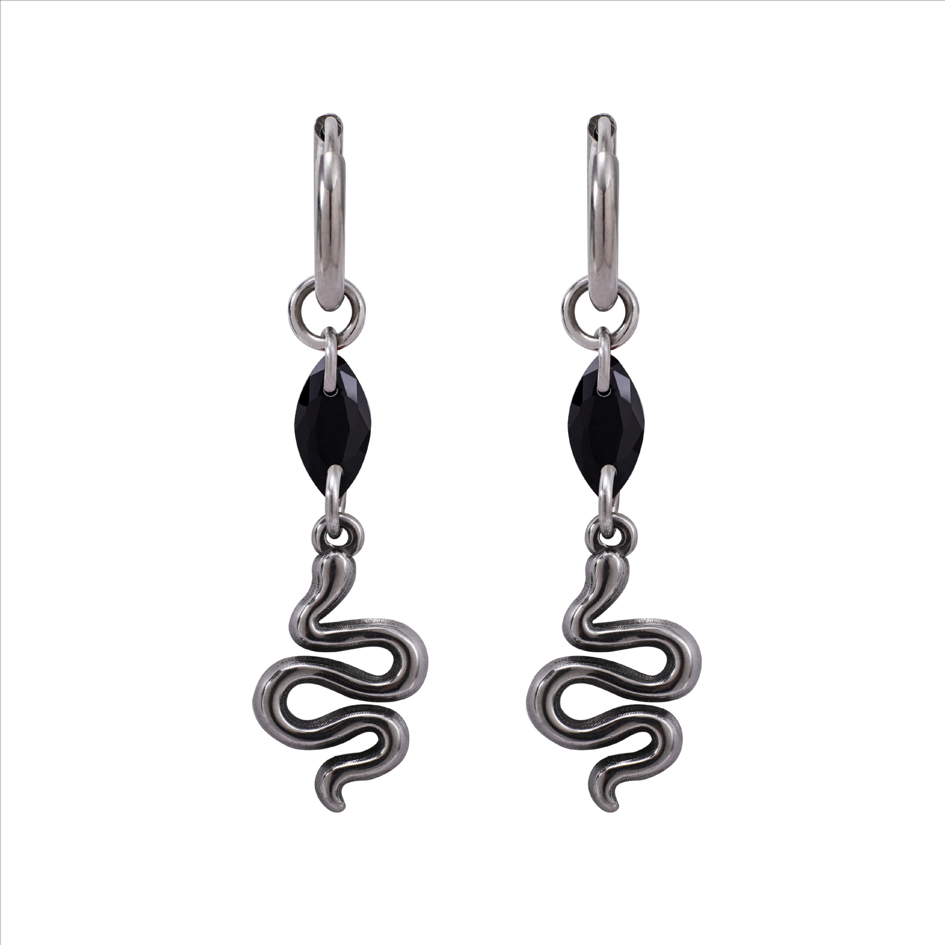 Serpentine Hip-hop Titanium Steel Earrings photo 2