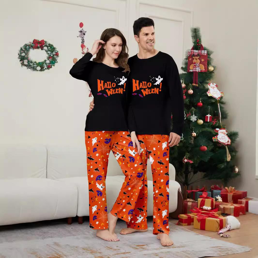 Parent-child Pajamas Long Sleeve Two-piece Set Eye Letter Printed Homewear photo 5