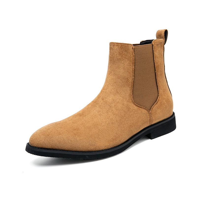 Velvet-lined British-style Pointed-toe Trendy Casual Slip-on Work Leather Boots photo 7