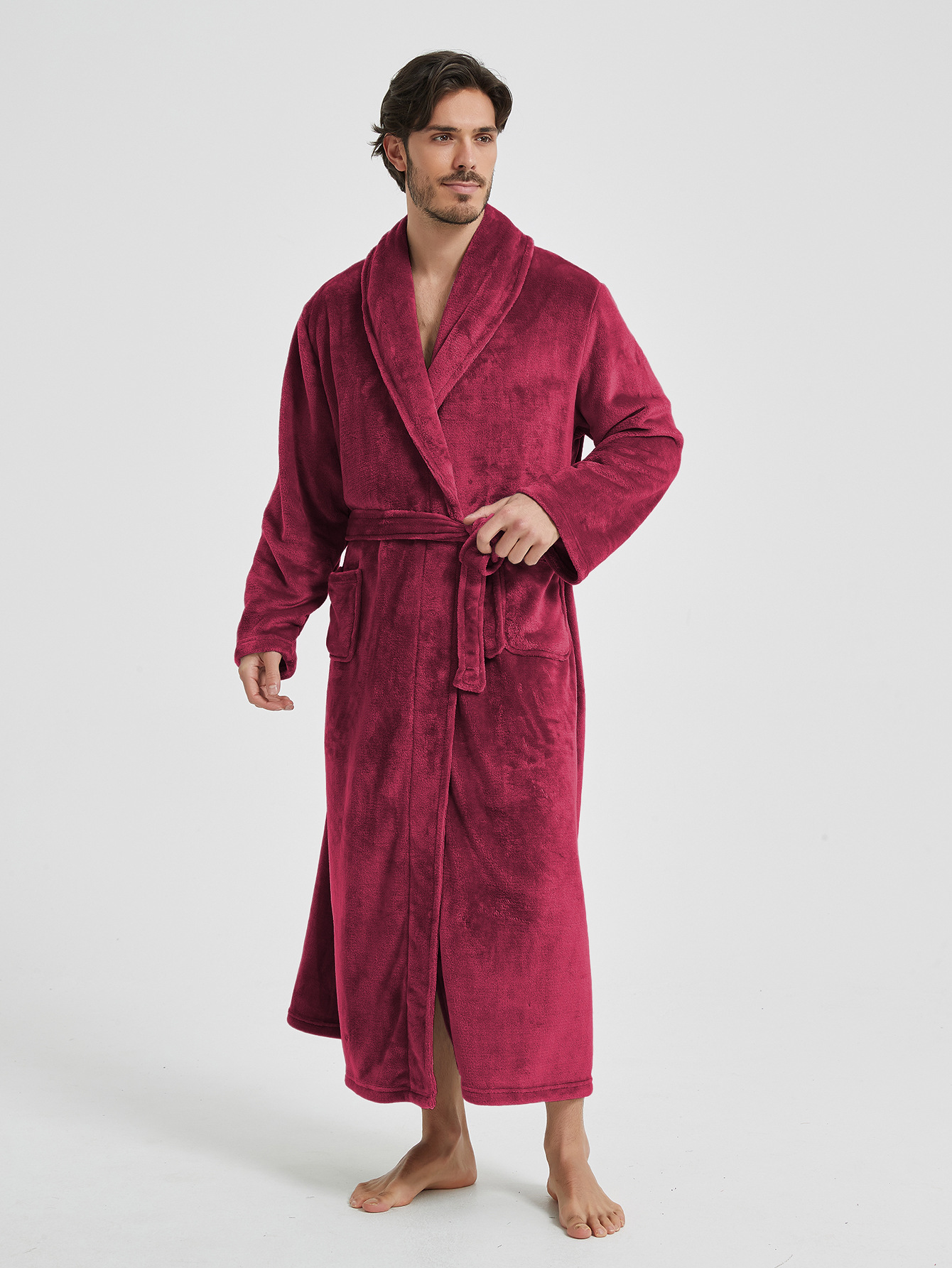 European And American-style Flannel Men's House Robe photo 2