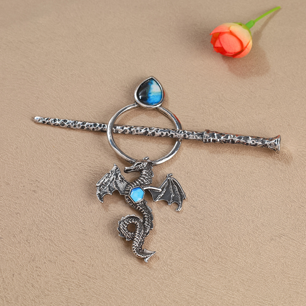Retro Moonstone Flying Dragon Hair Accessory photo 3